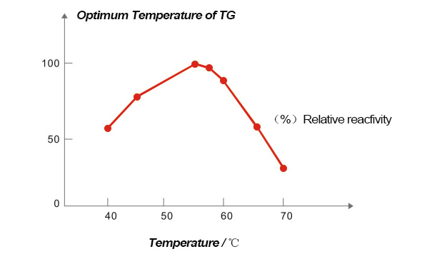 The optimum temperature of TG is about 55℃